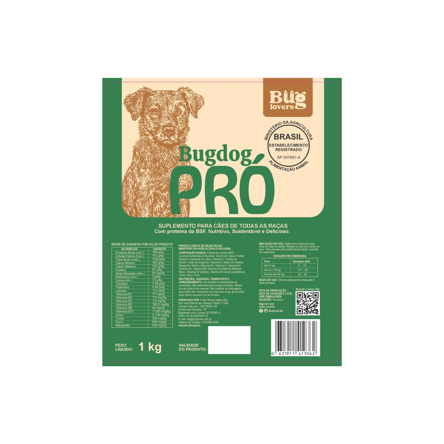 Suplemento Bug Pró com proteína de inseto BSF | Alimentação Natural | 1KG