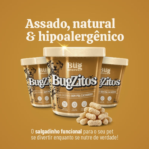 Combo Cinema dos Doguinhos | 2 Bugzitos | Salgadinho Bom pra Cachorro com Proteína BSF