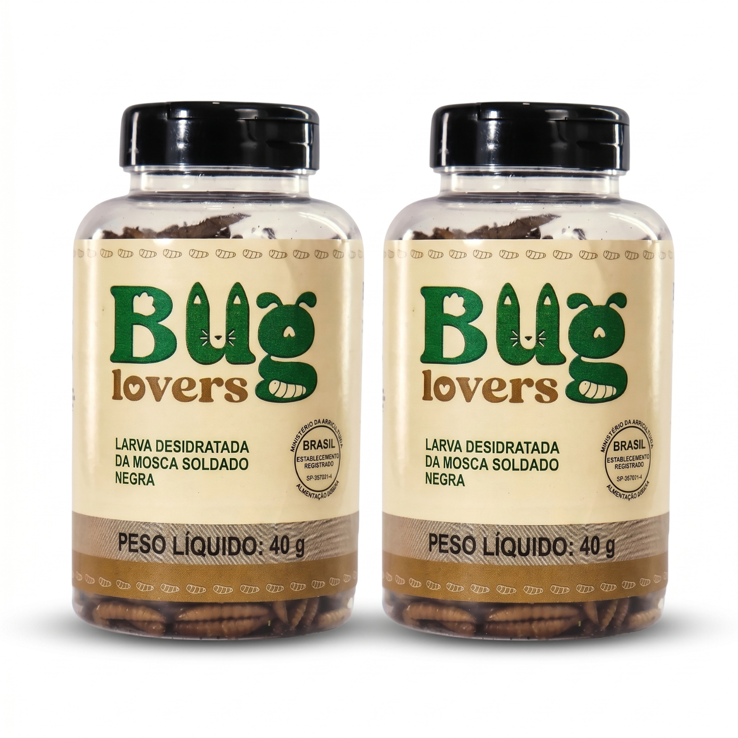 Combo 2 larvas BSF Desidratada | 40% de Proteína e hipoalergênica| BugLovers